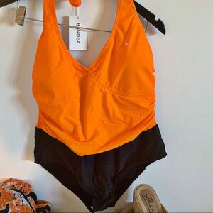 Bandea One Piece Orange/black Swimsuit! Size XL